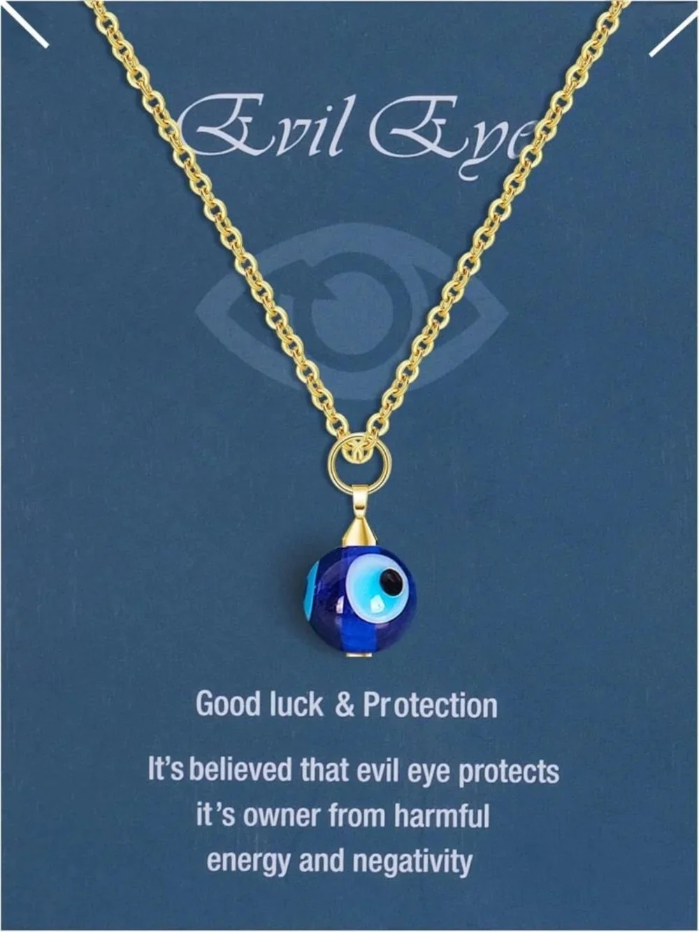 Turkish Blue Evil Eye Necklace with Sun Pendant - Lucky Protection Jewelry for